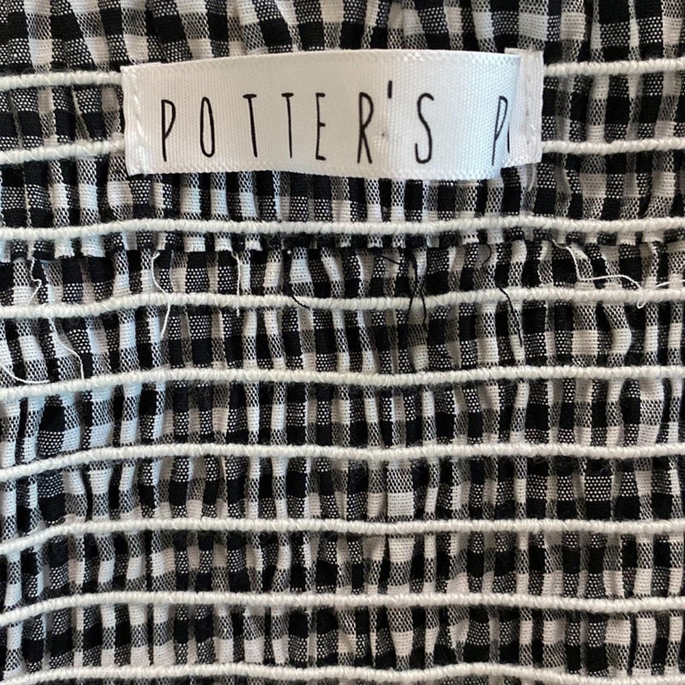 Potter's Pot Black and White Gingham Check Blouse - Picture 4 of 5